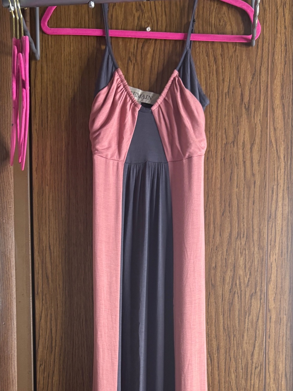 Women's Two-Tone Maxi Dress in Dusty Rose and Charcoal